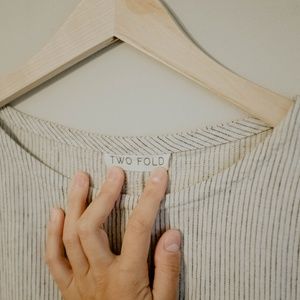 Two-Fold Cropped Striped Shirt